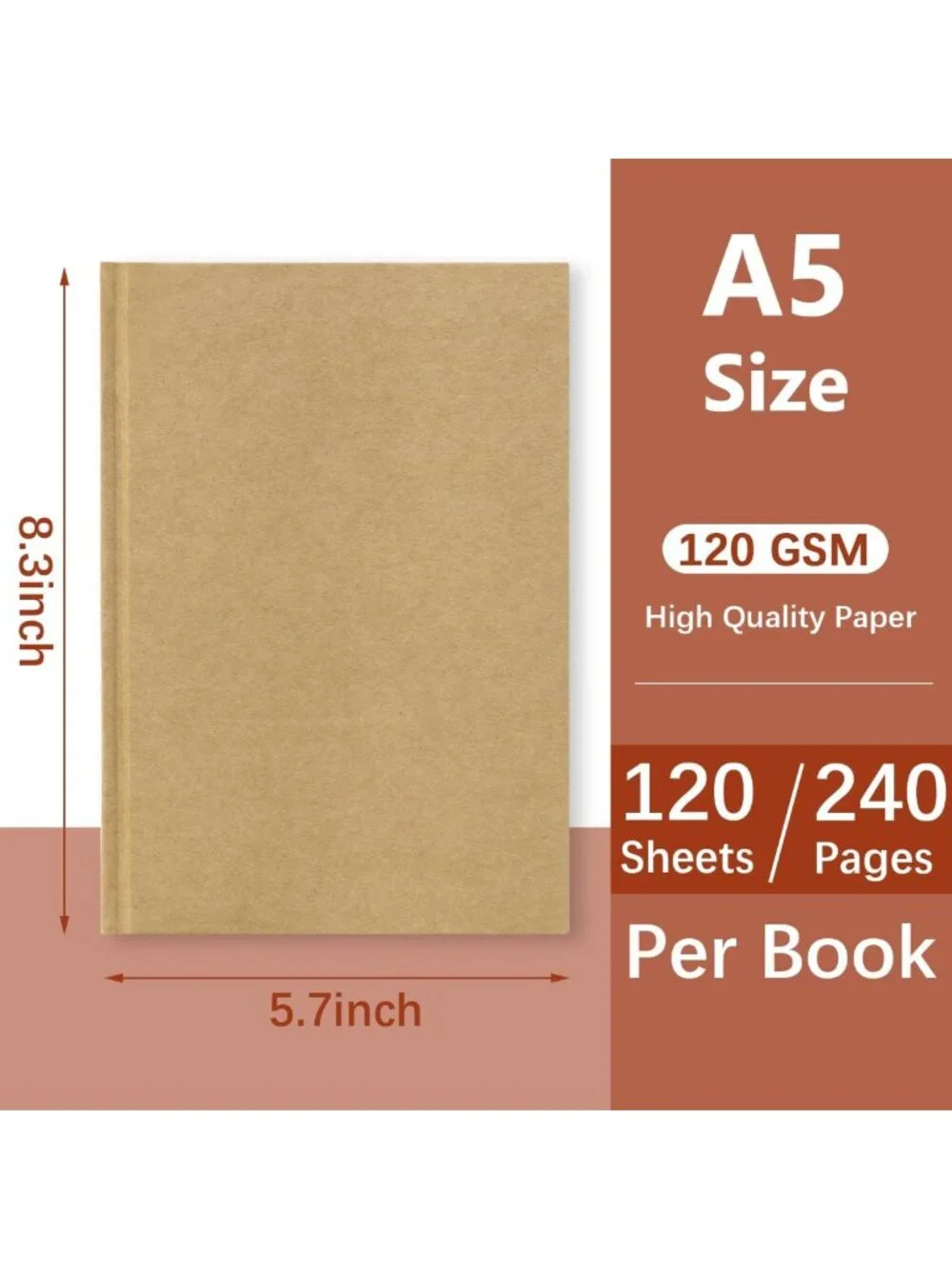 Set of 6 A5 Blank Sketchbooks - Unlined Hardcover Notebooks for Art & Journaling